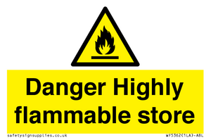 Danger Highly flammable store sign